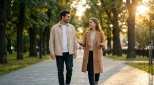 Парень с девушкой на прогулке